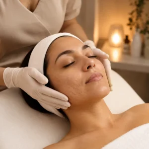 Facial para cicatrices post-acné en BelléMedic® con cuidado facial profesional